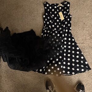Grace Karin Black Dress with White Polka Dots